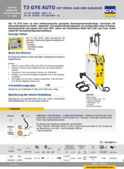 GYS Profi MIG MAG Schweißgerät Lötanlage T3 GYS AUTO Set D32904 Halbsynergisch -Feintool Verkaufe 0329585abce09d6734c