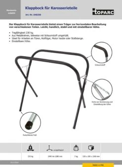 GYS Handlicher Karosserie Klappbock Für Karosserieteile 040250 -Feintool Verkaufe 040250td