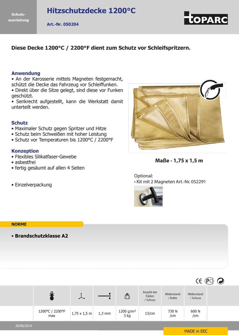 GYS Hitzeschutzdecke PROTEC 1200 050204 1,75x1,5m 1200 G/m² 2 GYS Hitzeschutzdecke PROTEC 1200 050204 1,75x1,5m 1200 G/m² – Bild 2