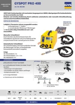 GYS Spotter Ausbeulspotter DENTSTATION PRO 400 Premium Set D28074 16 GYS Spotter Ausbeulspotter DENTSTATION PRO 400 Premium Set D28074 -Feintool Verkaufe 052185 td5ad9ceaab407c