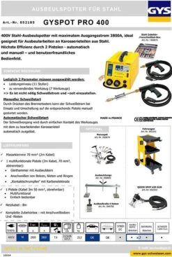 GYS SPEEDLINER + Ausbeulpotter PRO 400 +Fahrwagen +Manuspot Uvm 036024 17 GYS SPEEDLINER + Ausbeulpotter PRO 400 +Fahrwagen +Manuspot Uvm 036024 -Feintool Verkaufe 052185 tm