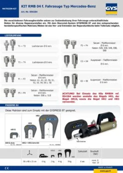 GYS 054264 Matrizen Set RMB 04 MERCEDES BENZ Für GYSPRESS 8t 053861 -Feintool Verkaufe 054264td