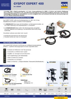 GYS GYSPOT EXPERT 400 058859 Ausbeulspotter Spotter Für Stahl 400V 2ph 4500A -Feintool Verkaufe 058859 td 1