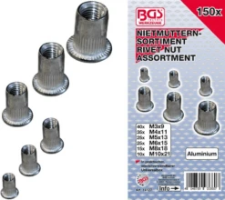 BGS Nietmuttern-Sortiment | Aluminium | 150-tlg. – 14127