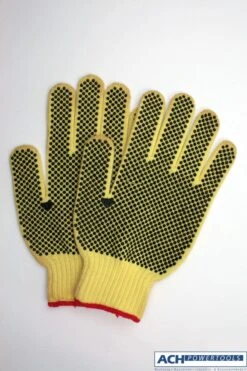 ACH Strickhandschuh Aus Kevlar® Beidseitig Schwarze PVC Noppen Größe 10/XL 500032B
