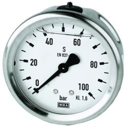 Riegler Glyzerinmanometer, CrNi-Stahl, G 1/4 Rückseitig, 0 - 25 Bar Ø 63 Mm