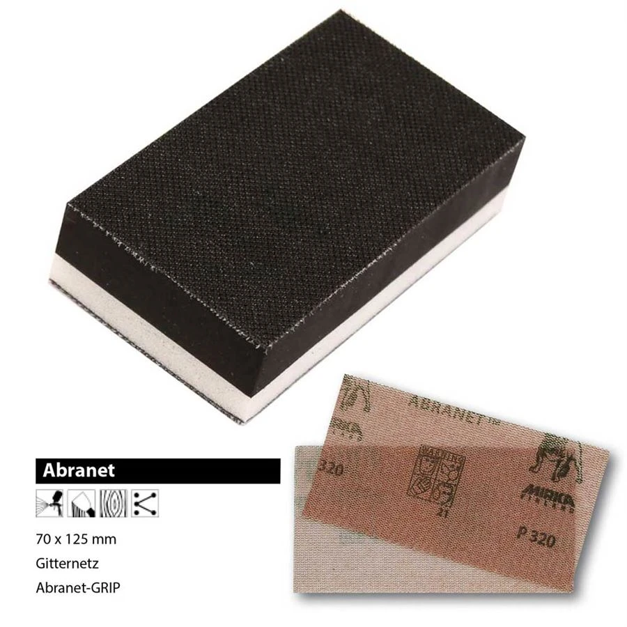 MIRKA Handblock 70x125mm Klett 2 Seiten Weich/Hart + 30x Abranet P80 P120 P180 1 MIRKA Handblock 70x125mm Klett 2 Seiten Weich/Hart + 30x Abranet P80 P120 P180
