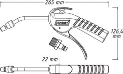 HAZET Ausblaspistole 100 mm Mit Venturidüse Und Gebogenem Rohr 9040P-4 -Feintool Verkaufe 9040p 4 23skizze