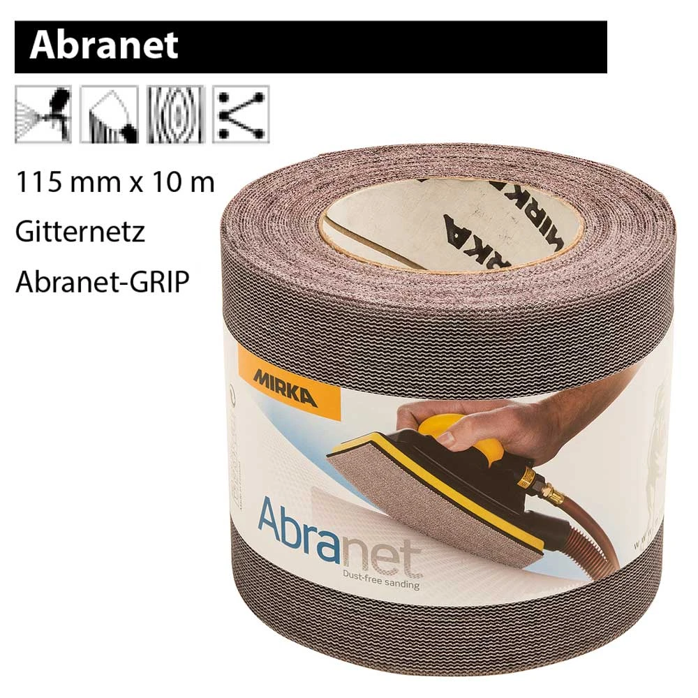 MIRKA ABRANET Rolle 115mm X 10m Gitternetz Schleifgitter Klett P80-P400 1 MIRKA ABRANET Rolle 115mm X 10m Gitternetz Schleifgitter Klett P80-P400