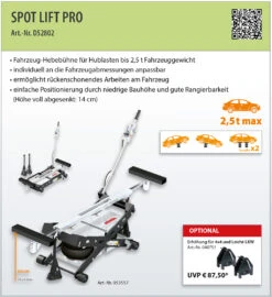GYS Druckluft Hebebühne SPOT Lift PRO D52802 Bis 2,5 Tonnen 053557
