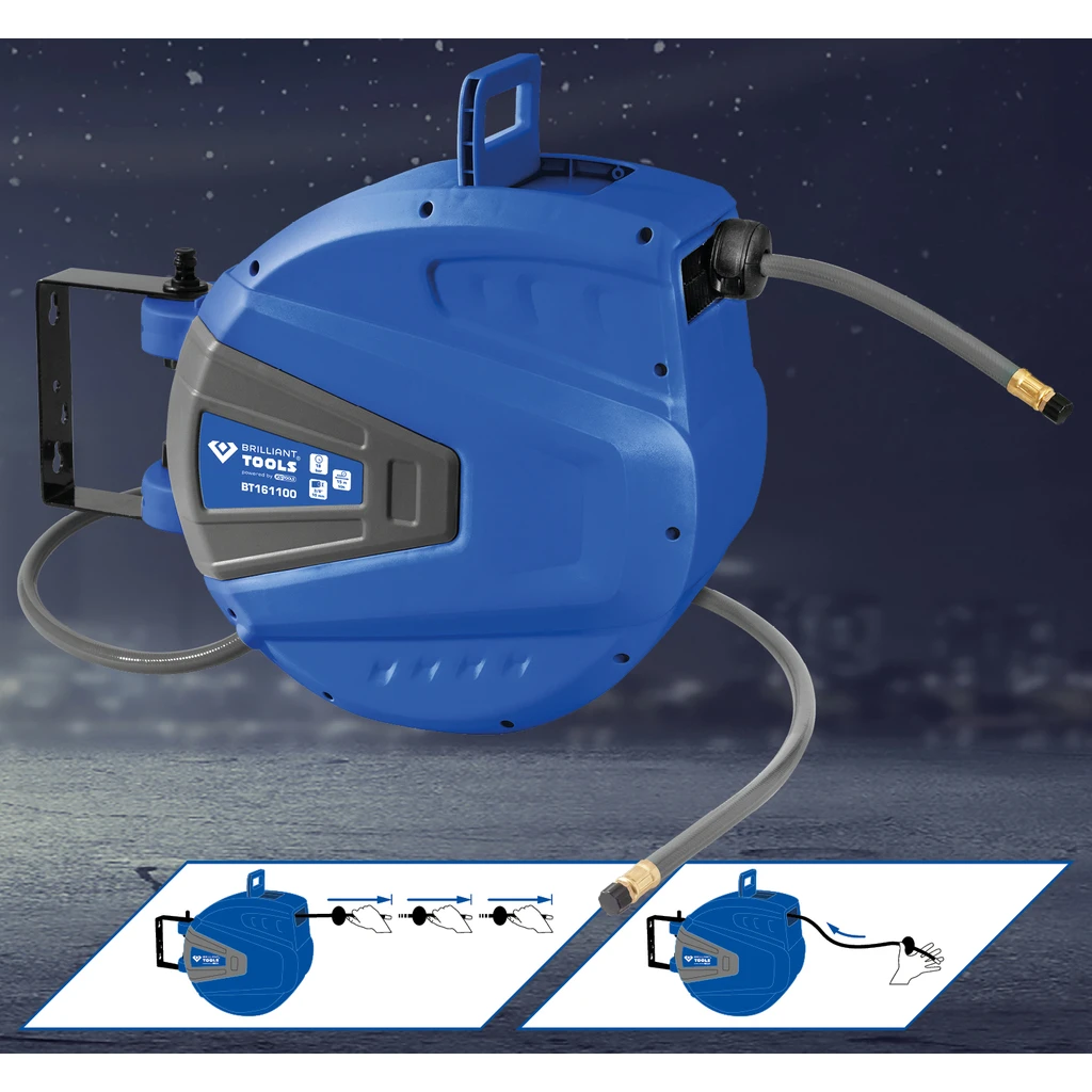 Brilliant Tools Automatischer Druckluftschlauch-Aufroller, Ø 10 Mm X 15 M 1 Brilliant Tools Automatischer Druckluftschlauch-Aufroller, Ø 10 Mm X 15 M