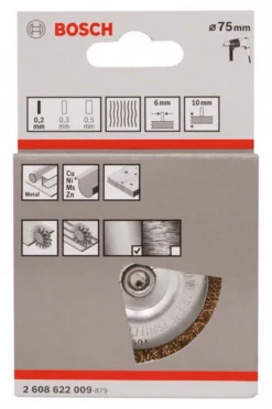 Bosch Scheibenbürste Messing Gewellter Draht 75 Mm 0,2 Mm 10 Mm 4500 U/ Min 2608622009