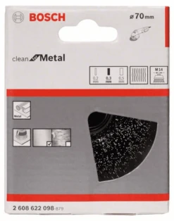 Bosch Topfbürste Stahl Gewellter Draht 100 Mm 0,5 Mm 12500 U/ Min M 14 2608622098