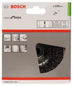 Bosch Topfbürste Edelstahl Gewellter Draht 100 Mm 0,3 Mm 8500 U/min M14 2608622103