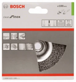 Bosch Kegelbürste Gewellter Draht Rostfrei 0,35 Mm 100 Mm 12500 U/min M 14 2608622108