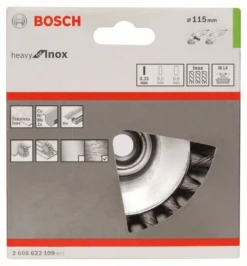 Bosch Kegelbürste Gezopfter Draht Rostfrei 0,35 Mm 115 Mm 12500 U/min M 14 2608622109