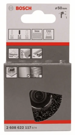 Bosch Topfbürste Edelstahl Gewellter Draht 50 Mm 0,3 Mm 4500 U/ Min 2608622117