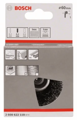 Bosch Topfbürste Edelstahl Gewellter Draht 60 Mm 0,3 Mm 4500 U/min 2608622118