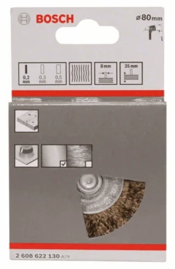 Bosch Scheibenbürste Messing Gewellter Draht 80 Mm 0,2 Mm 35 Mm 4500 U/ Min 2608622130