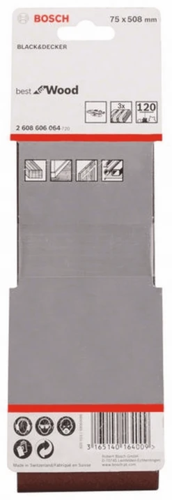 Bosch Schleifband-Set X440 Best For Wood And Paint 3-teilig 75 X 508 Mm 120 2608606064