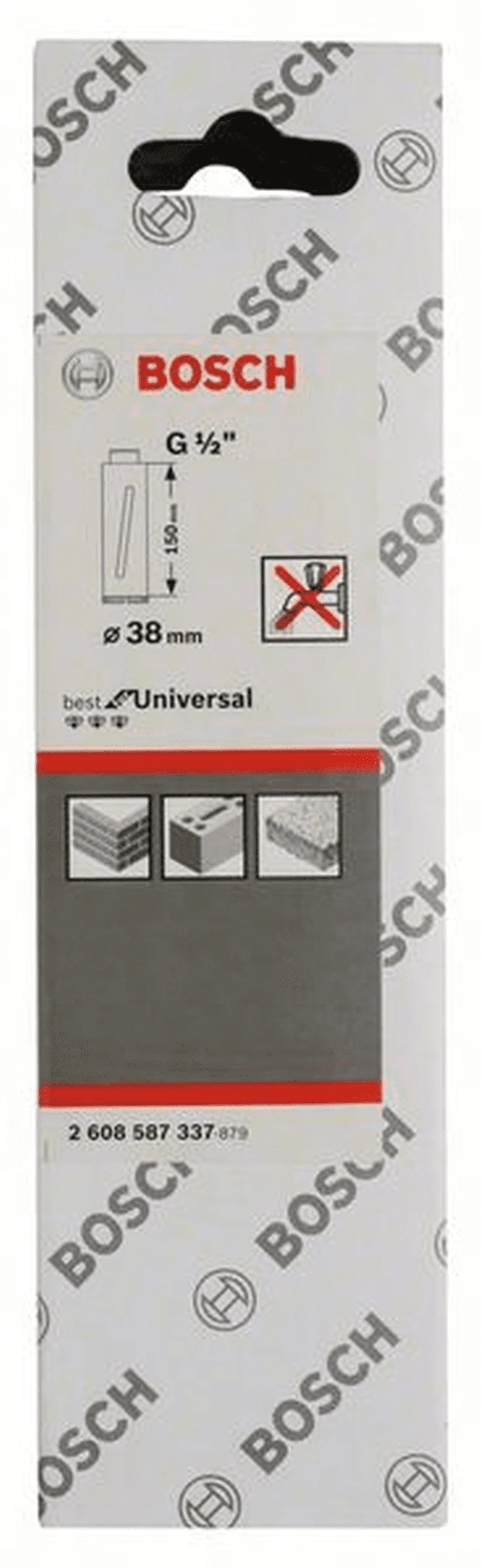 Bosch Diamanttrockenbohrkrone G 1/2" Standard For Universal 38 Mm 150 Mm 3 7 Mm 2608587337 1 Bosch Diamanttrockenbohrkrone G 1/2" Standard For Universal 38 Mm 150 Mm 3 7 Mm 2608587337