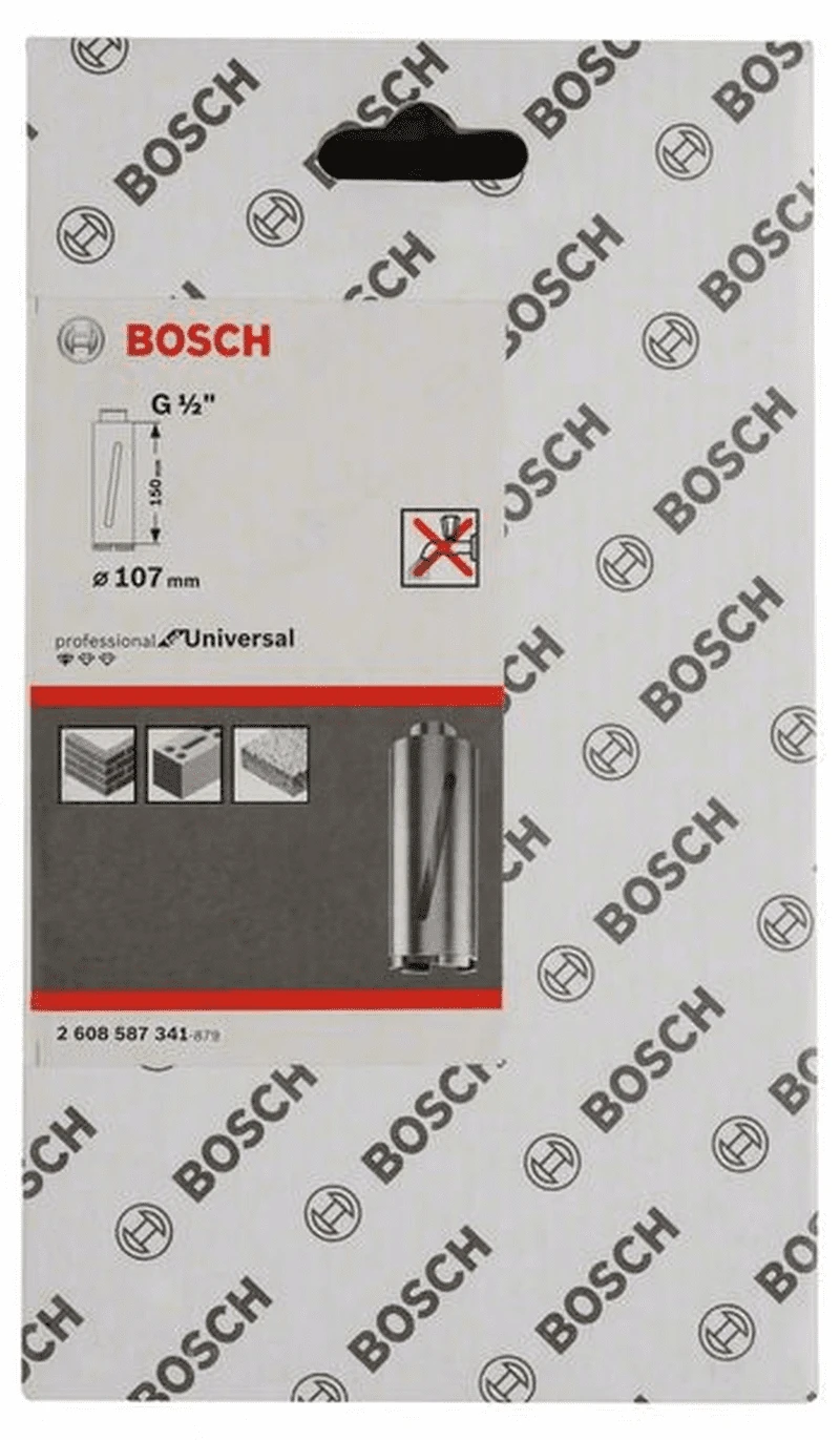 Bosch Diamanttrockenbohrkrone G 1/2" Standard For Universal 107 Mm 150 Mm 6 7 Mm 2608587341 1 Bosch Diamanttrockenbohrkrone G 1/2" Standard For Universal 107 Mm 150 Mm 6 7 Mm 2608587341