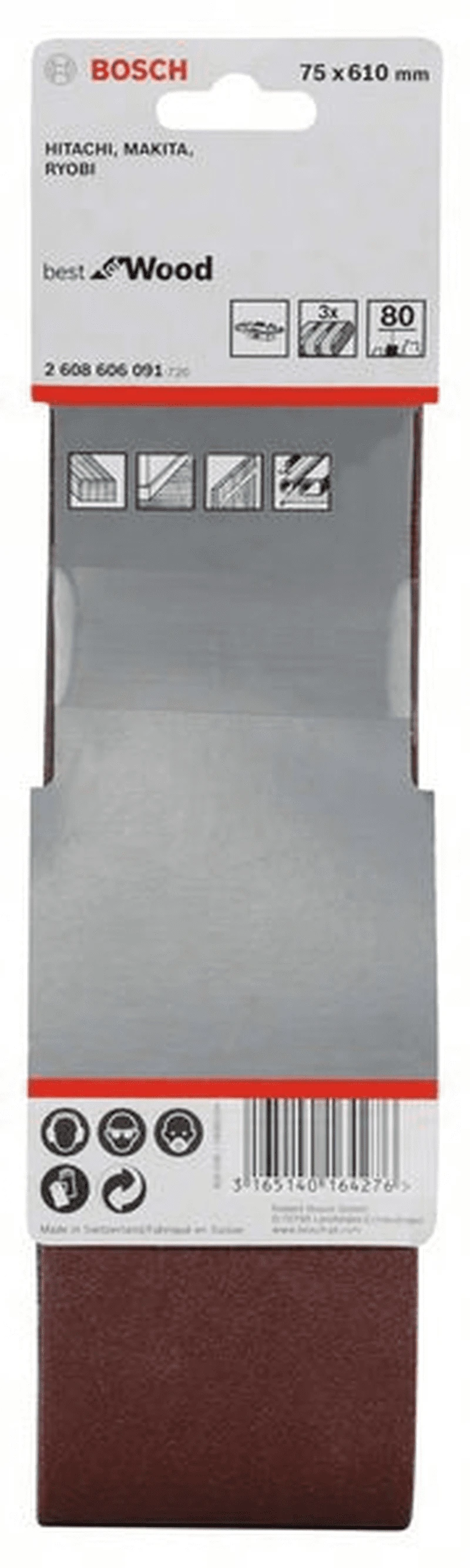 Bosch Schleifband-Set X440 Best For Wood And Paint 3-teilig 75 X 610 Mm 80 2608606091 1 Bosch Schleifband-Set X440 Best For Wood And Paint 3-teilig 75 X 610 Mm 80 2608606091