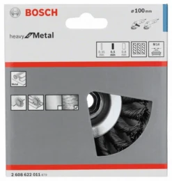 Bosch Kegelbürste Gezopfter Draht 0,5 Mm 100 Mm 12 Mm 12500 U/min M 14 2608622011