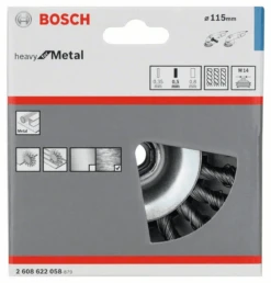 Bosch Kegelbürste Gezopfter Draht 0,5 Mm 115 Mm 12500 U/min M 14 2608622058