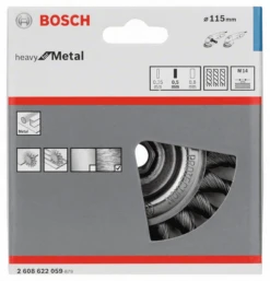 Bosch Scheibenbürste Stahl Gezopfter Draht 115 Mm 0,5 Mm 12 Mm 12500 U/min M14 2608622059