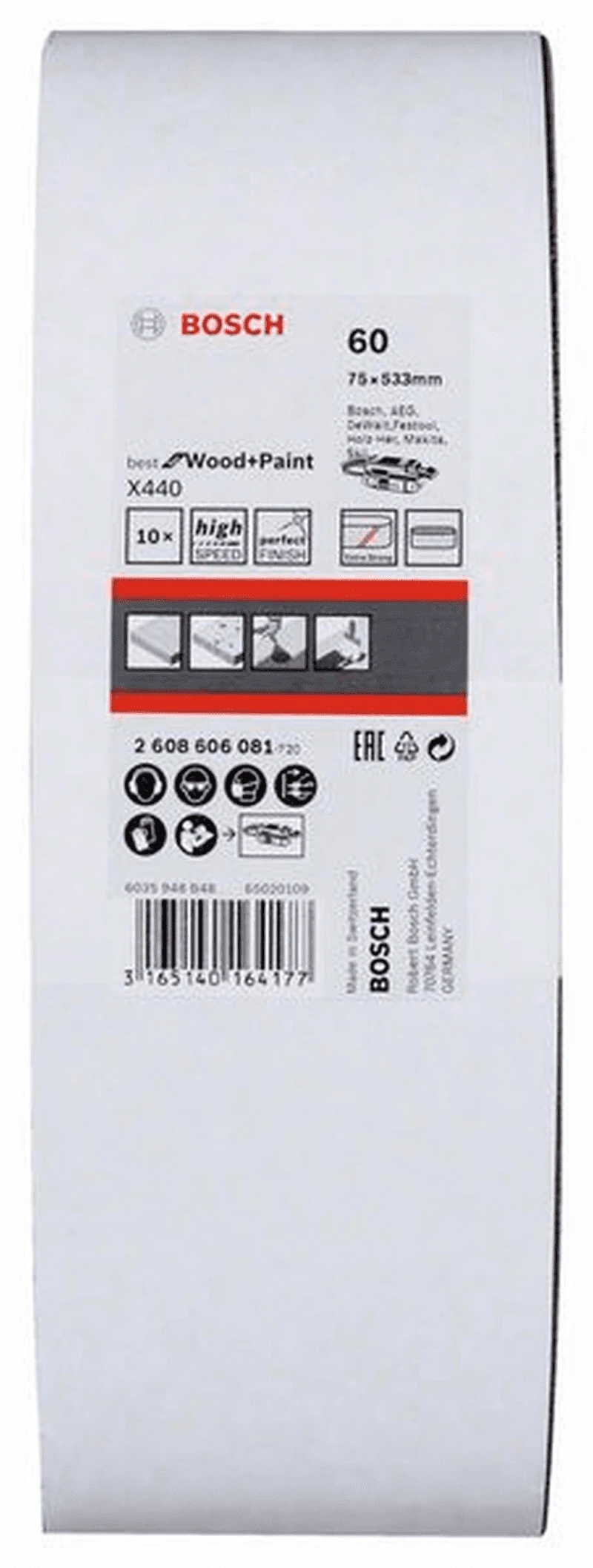 Bosch Schleifband-Set X440 Best For Wood And Paint 10-teilig 75 X 533 Mm 60 2608606081 1 Bosch Schleifband-Set X440 Best For Wood And Paint 10-teilig 75 X 533 Mm 60 2608606081