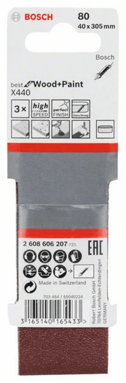 Bosch Schleifband-Set X440 Best For Wood And Paint 3-teilig 40 X 305 Mm 80 2608606207