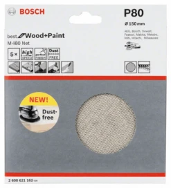 Bosch Schleifblatt M480 Net Best For Wood And Paint 150 Mm 80 5er-Pack 2608621162