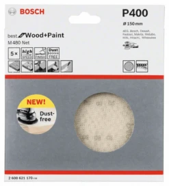 Bosch Schleifblatt M480 Net Best For Wood And Paint 150 Mm 400 5er-Pack 2608621170