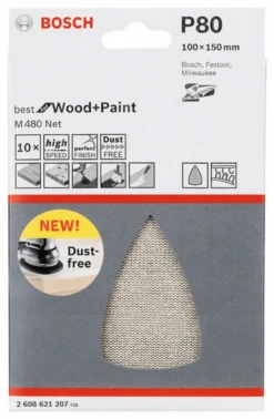 Bosch Schleifblatt M480 Net Best For Wood And Paint 100 X 150 Mm 80 10er-Pack 2608621207