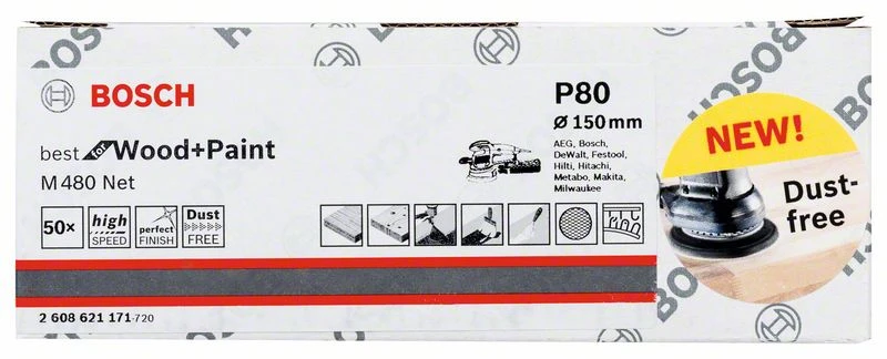 Bosch Schleifblatt M480 Net Best For Wood And Paint 150 Mm 80 50er-Pack 2608621171 1 Bosch Schleifblatt M480 Net Best For Wood And Paint 150 Mm 80 50er-Pack 2608621171