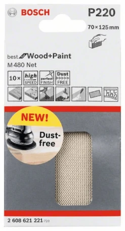 Bosch Schleifblatt M480 Net Best For Wood And Paint 70 X 125 Mm 220 10er-Pack 2608621221