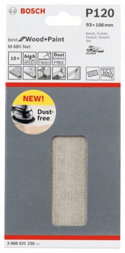 Bosch Schleifblatt M480 Net Best For Wood And Paint 93 X 186 Mm 120 10er-Pack 2608621236