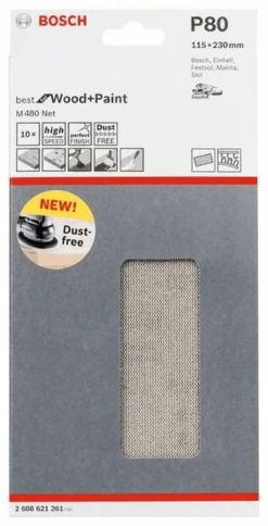 Bosch Schleifblatt M480 Net Best For Wood And Paint 115 X 230 Mm 80 10er-Pack 2608621261