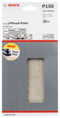 Bosch Schleifblatt M480 Net Best For Wood And Paint 115 X 230 Mm 150 10er-Pack 2608621264
