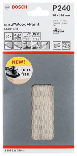 Bosch Schleifblatt M480 Net Best For Wood And Paint 93 X 186 Mm 240 10er-Pack 2608621240