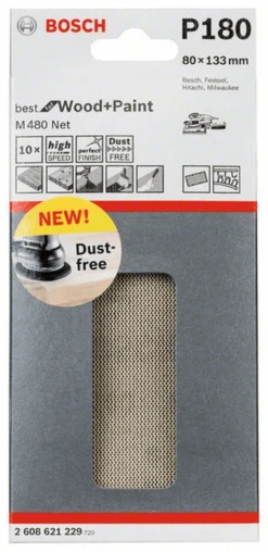 Bosch Schleifblatt M480 Net Best For Wood And Paint 80 X 133 Mm 180 10er-Pack 2608621229