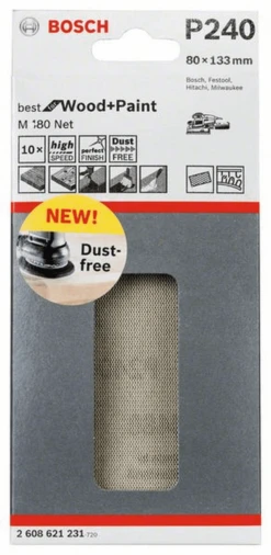Bosch Schleifblatt M480 Net Best For Wood And Paint 80 X 133 Mm 240 10er-Pack 2608621231