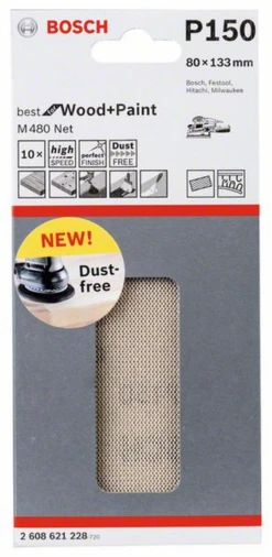 Bosch Schleifblatt M480 Net Best For Wood And Paint 80 X 133 Mm 150 10er-Pack 2608621228