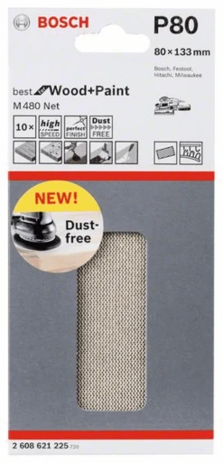 Bosch Schleifblatt M480 Net Best For Wood And Paint 80 X 133 Mm 80 10er-Pack 2608621225