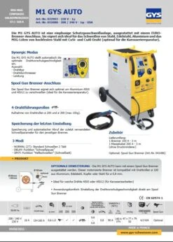 GYS MIG MAG Schweißgerät M1GYS Auto Komplettset D32902 Schweißgerät & Lötanlage -Feintool Verkaufe M1GYS TM