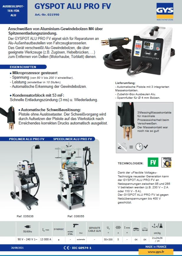 GYS PROLINER ALU PRO FV GYSPOT Alu Ausbeulspotter + Fahrwagen Uvm 035836 4 GYS PROLINER ALU PRO FV GYSPOT Alu Ausbeulspotter + Fahrwagen Uvm 035836 – Bild 4