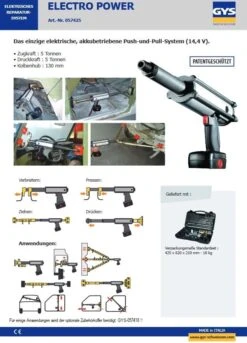 GYS Zug Druck Presse ELECTRO POWER Standardset 057401 14,4V Im Koffer -Feintool Verkaufe TM 057425 InPixiop9D0YcNZRAohV
