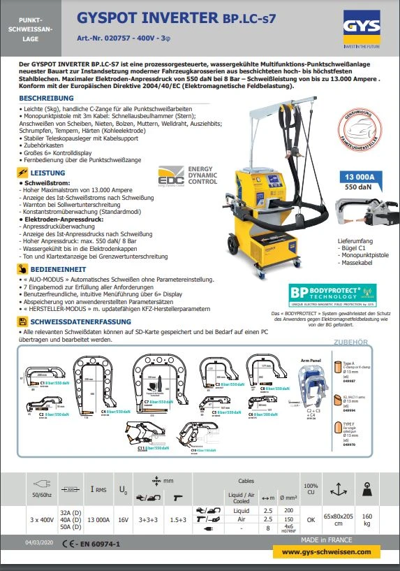 GYS GYSPOT INVERTER BP-LC-s7 Punktschweißgerät- Paket - 058798 4 GYS GYSPOT INVERTER BP-LC-s7 Punktschweißgerät- Paket - 058798 – Bild 4