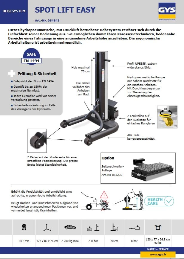 GYS SPOT LIFT EASY Mobiler Radheber Hebebühne - D64843 2 GYS SPOT LIFT EASY Mobiler Radheber Hebebühne - D64843 – Bild 2